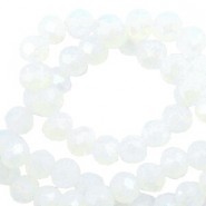 Top Glas Facett Glasschliffperlen 4x3mm rondellen Brilliant white crystal-pearl shine coating